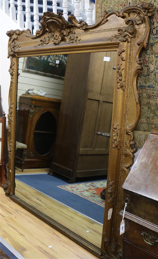 A large gilt overmantel mirror W.160cm